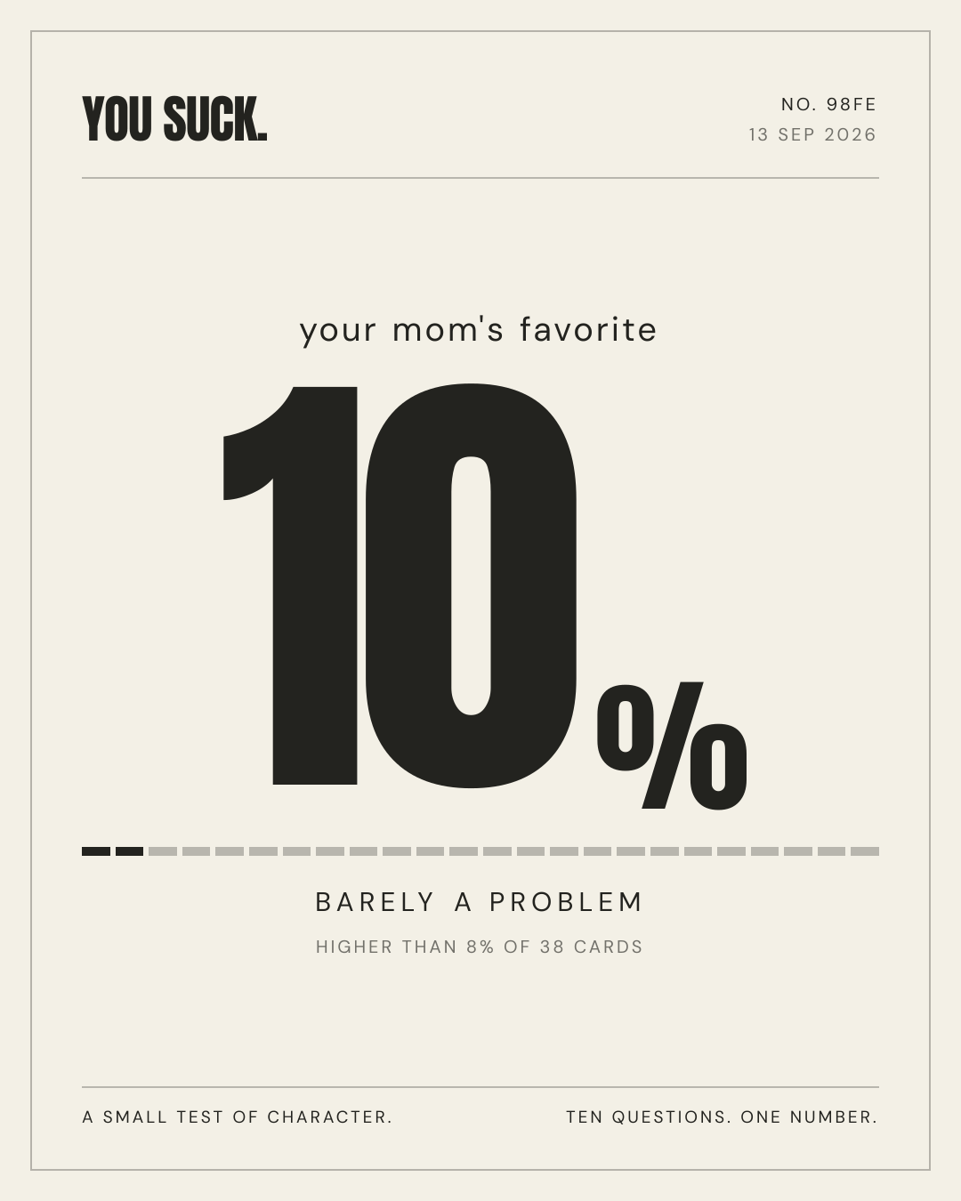 your mom's favorite — 10%